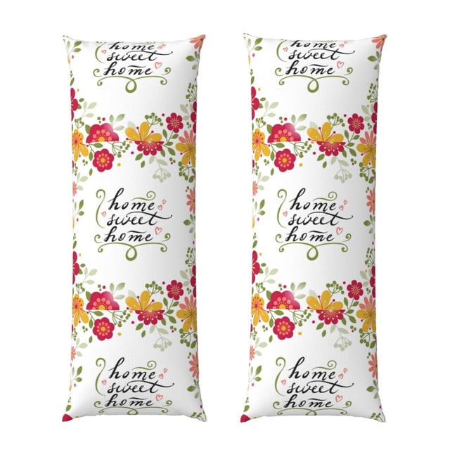 Balery Home Sweet Home Floral Funda Protectora para Almohada Corporal de Algodón Hipoalergénico con Cierre(55 x 21 pulgadas), Almohadas No Incluidas