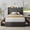 Dark Grey, variant on Honfach King Bed Frame with 4 Storage Drawers, Upholstered Platform Bed Frame with Type-C & USB Ports, Wingback Storage Headboard,Black