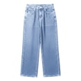thumbnail image 5 of Straight Leg Jeans for Women Drape Soft Loose Fit Denim Pants High Waisted Stretchy Vintage Baggy Denim Pants with Pockets Daily Casual Streetwear Trousers, 5 of 6