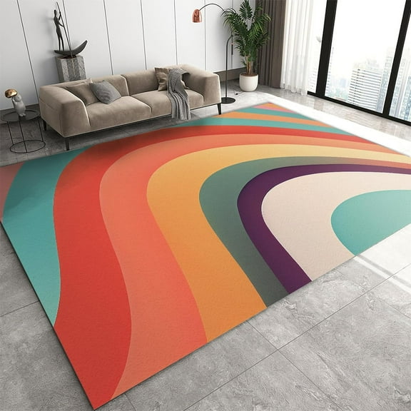Colorful Rug 2' x 3' Rugs for Playroom, Striped Rainbow Area Rug, Vintage Boho Soft Washable Durable Non-Shedding Rugs for Bedroom Living Room Entryway Hallway