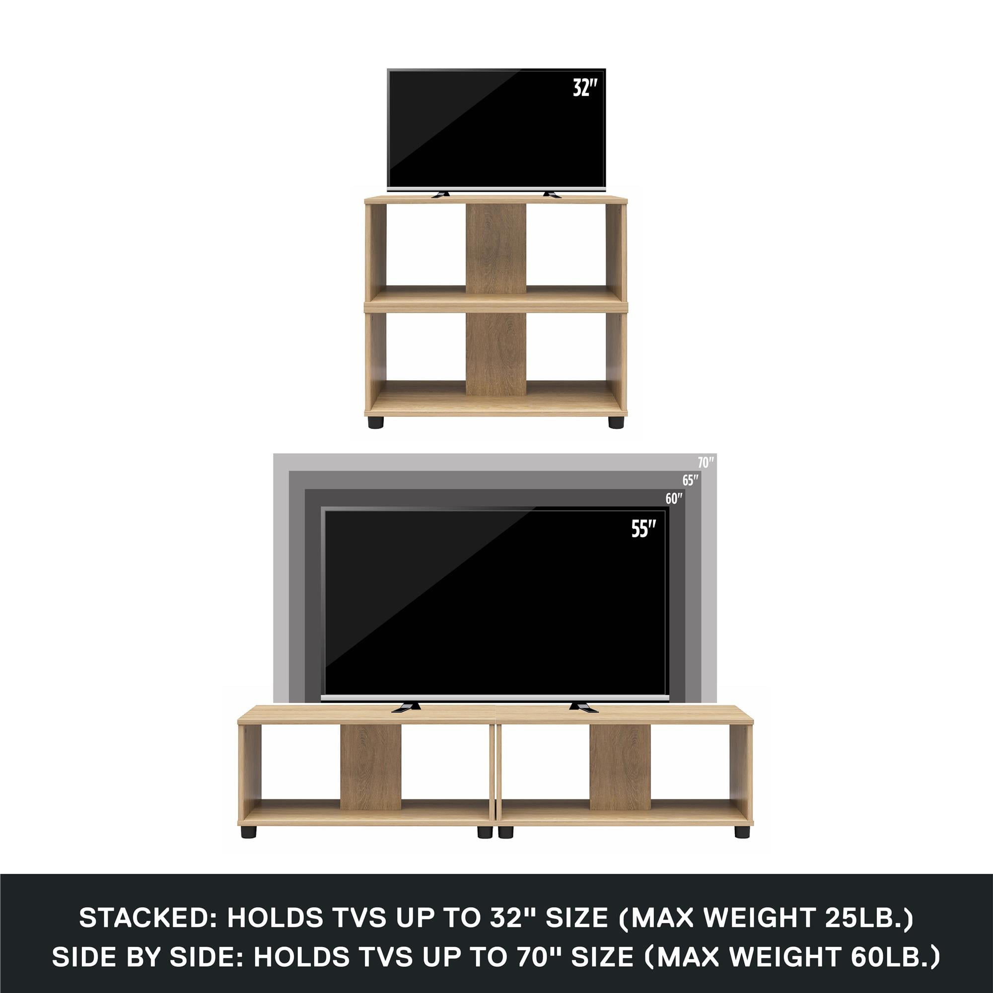Mainstays Expandable Side by Side or Stacking TV Stand for TVs up to 70 inches, Natural