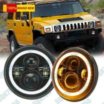For Hummer H2 2003-2009 Pair 7" inch Round LED Headlight white Halo Angel Eyes