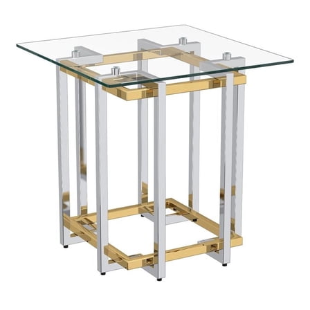 Pemberly Row Contemporary Metal/Glass Accent Table in Silver/Gold