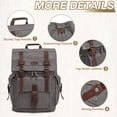thumbnail image 3 of Kattee Menâs Leather Canvas Backpack Large School Bag Travel Rucksack Grey, 3 of 7