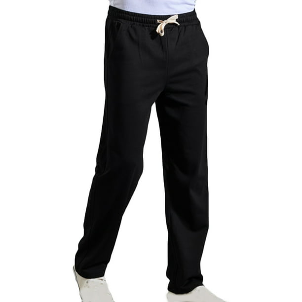 Pantalones largos para hombre, casuales, de moda, lisos, de pierna recta, con cordón y cintura elástica