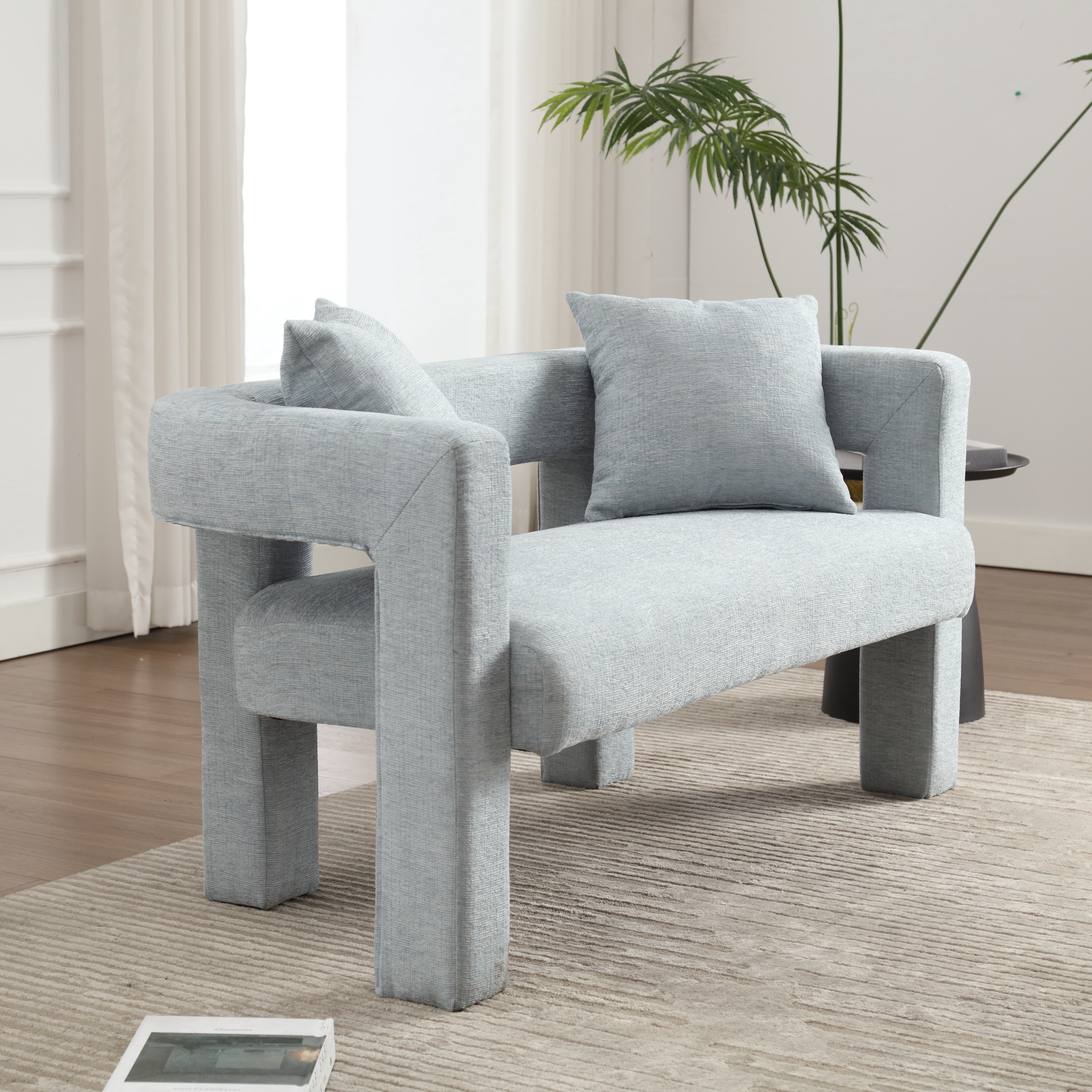 MAYEERTY Modern Chenille Loveseat Sofa , Comfy Upholstered 2-Seater Sofa, Small Loveseat Accent Couch for Living Bedroom Leisure Areas (Mint Green)