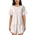 thumbnail image 1 of Fotbe Cow 1 Conjunto de Pijama Estampado para Mujer, 2 Piezas, Ropa de Dormir con Camiseta de Manga Corta y Shorts Suaves-Medium, 1 of 6