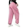 thumbnail image 4 of Brondbend Womens Jogger Sweatpants Long Pants for Women Casual Solid Color Drawstring Elastic Waist Cotton Workout Trousers with Pocket Wide Leg Outdoor Sport Winter Comfortable, 4 of 6