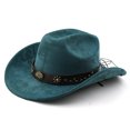 thumbnail image 6 of Vented Straw Cowboy Hat for Women Men Cattleman Crease Wide Brim Breathable Lightweight Western Cowgirl Hat Summer Beach, 6 of 6