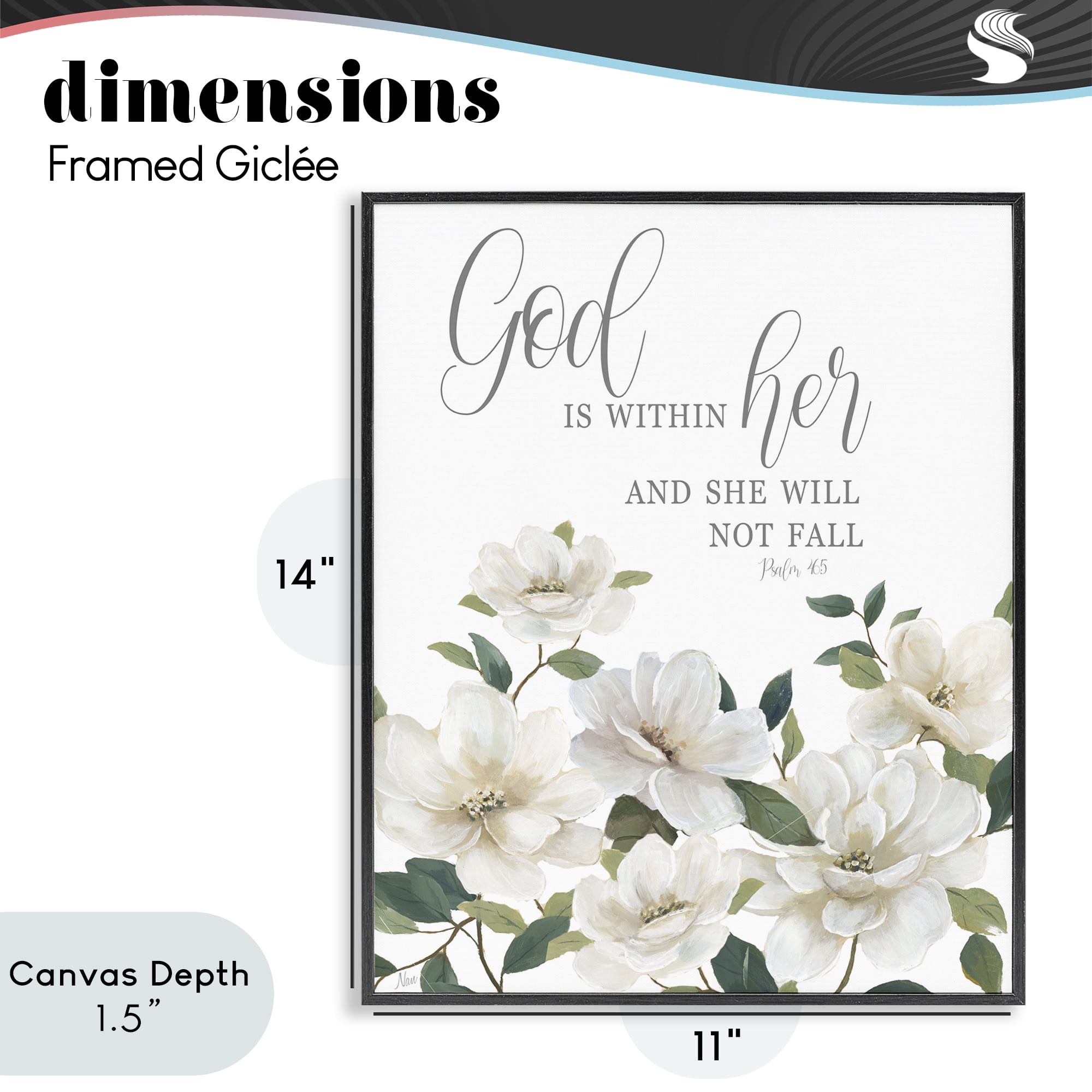 Stupell Industries God Is Within Her Black Framed Giclee Art, design by Nan