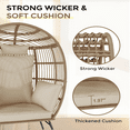 thumbnail image 5 of Wicker Egg Chair with Ottoman,Outdoor Indoor Large Egg Basket Lounge Recliner Chair with Thick Cushion for Patio Porch Backyard, 5 of 7