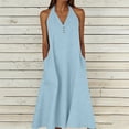 thumbnail image 1 of XiYing Robe d'Été, Robe Longue Sans Manches à Col en V pour Femmes avec Détails à Volants, Robe Maxi Fluide et Décontractée pour l'Été et le Printemps G-TG, 1 of 8