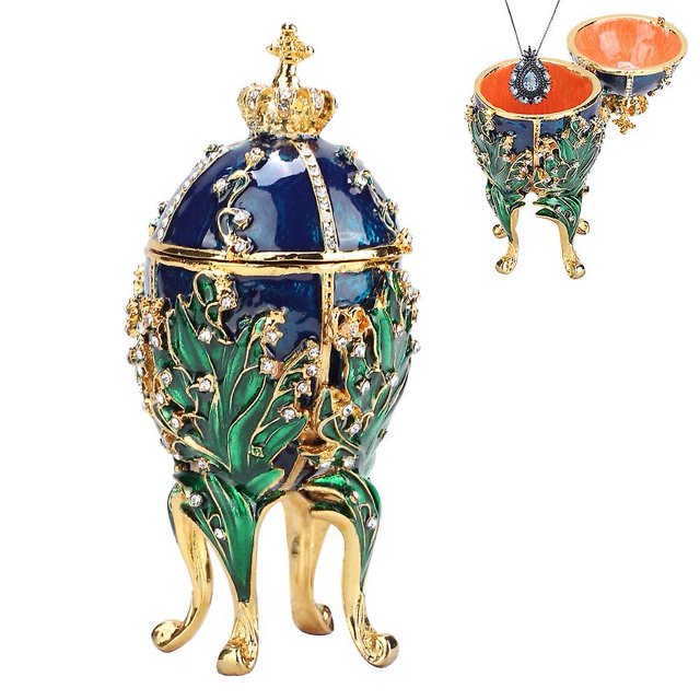 Caja de joyería de Metal de vides de Coral pintada a mano con huevo de Fabergé esmaltado pintado a mano para collar, pulsera, baratija, regalos de decoración de escritorio para el hogar. Afortunado Sencillez