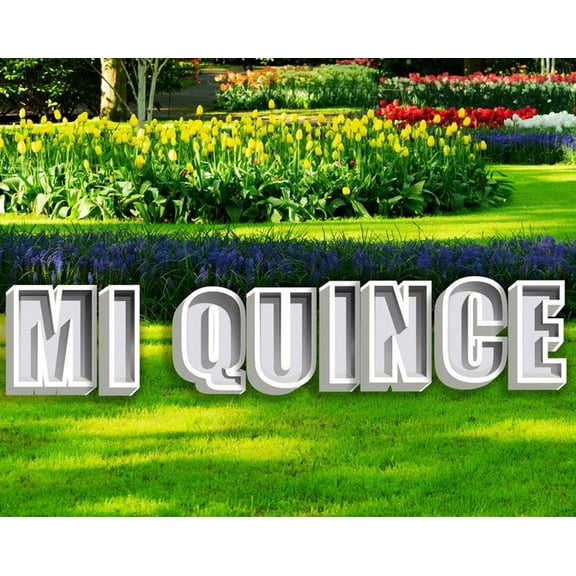 MIS QUINCE 24" White Tall Elegant Shadow Box Yard Letter Yard Signs for Quinceanera, 15th Birthday
