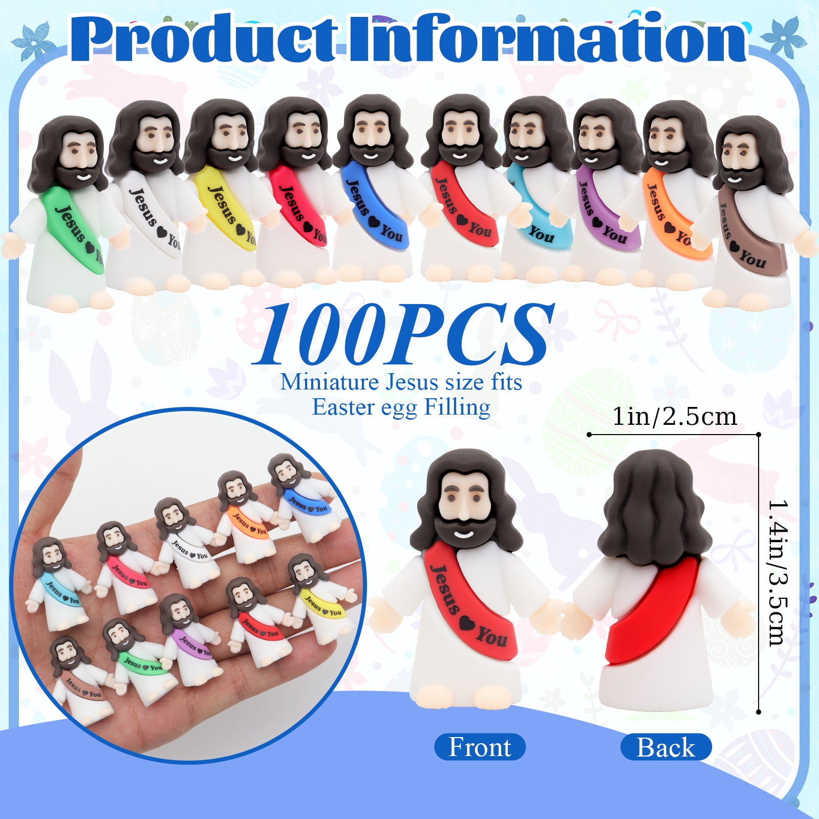 100 Pcs Jesus Love You Mini Figures Baby Jesus Figurines in Bulk Tiny Miniature Religious Figures for Hide and Seek, Sunday School, Religious Party Favors, Baptism Gifts, Easter Egg Stuffers