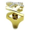thumbnail image 4 of Two-Tone IP Gold (Ion Plating) Stainless Steel Ring with Top Grade Crystal in Clear for Women Clear Stone Color Style TK1560 Size 5, 4 of 4