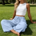 thumbnail image 6 of Levmjia Womens Pants Wide Leg Drawstring High Waisted Loose Pants with Pockets Soft Stretchy Polyester Casual Yoga Pants Tummy Control Workout Summer, 6 of 8
