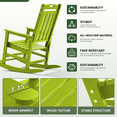 thumbnail image 3 of Greforg Outdoor Oversized Patio Rocking Chair Set of 2, HDPE Weather Resistant Porch, Garden Lawn Rocker,Green, 3 of 6