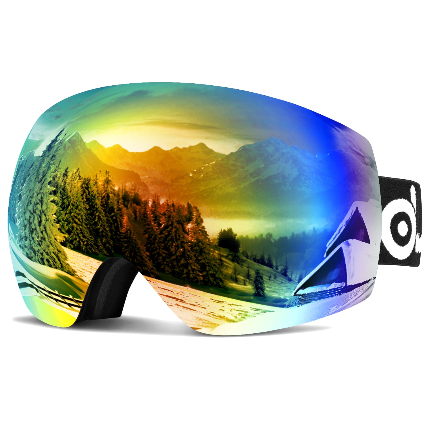 Odoland Large Spherical Frameless Ski Goggles for Men Women S2 OTG Double Lens UV400 Protection Anti-Fogging by