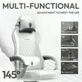 thumbnail image 3 of Dowinx Ergonomic Gaming Chair with Pocket Spring Cushion & Massage Lumbar Support - High Back Office Computer Chair with Footrest for Adults, 300LBS Capacity, Leather Design， White, 3 of 8