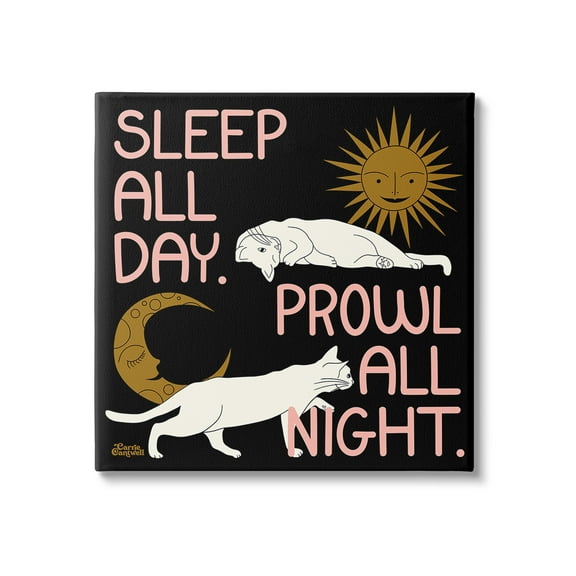 Stupell Industries Night & Day Cats Animals & Insects Painting Gallery Wrapped Canvas Art Print Wall Art, 17 x 17