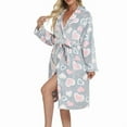 thumbnail image 1 of Womens Iniber Plush Robes, Womens Robe Long, Fuzzy Soft Warm Fleece Hooded Bathrobe Gray Heart S, 1 of 9