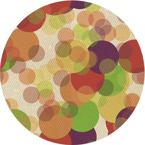 Ahgly Company Machine Washable Indoor Round Transitional Grapefruit Red Area Rugs, 8' Round