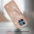 thumbnail image 3 of For Moto G 5G 2025/2026 - G Play 2026 - Butterfly Moveable Grip Stand With Small Diamonds Meta Buttons HQ Hybrid - Rose Gold, 3 of 3