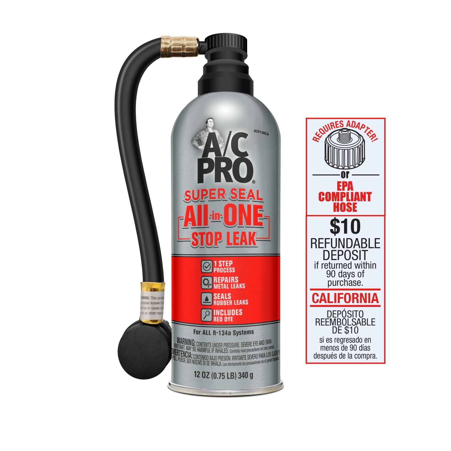 A/C Pro Super Seal AllinOne Stop Leak, California Compliant (12
