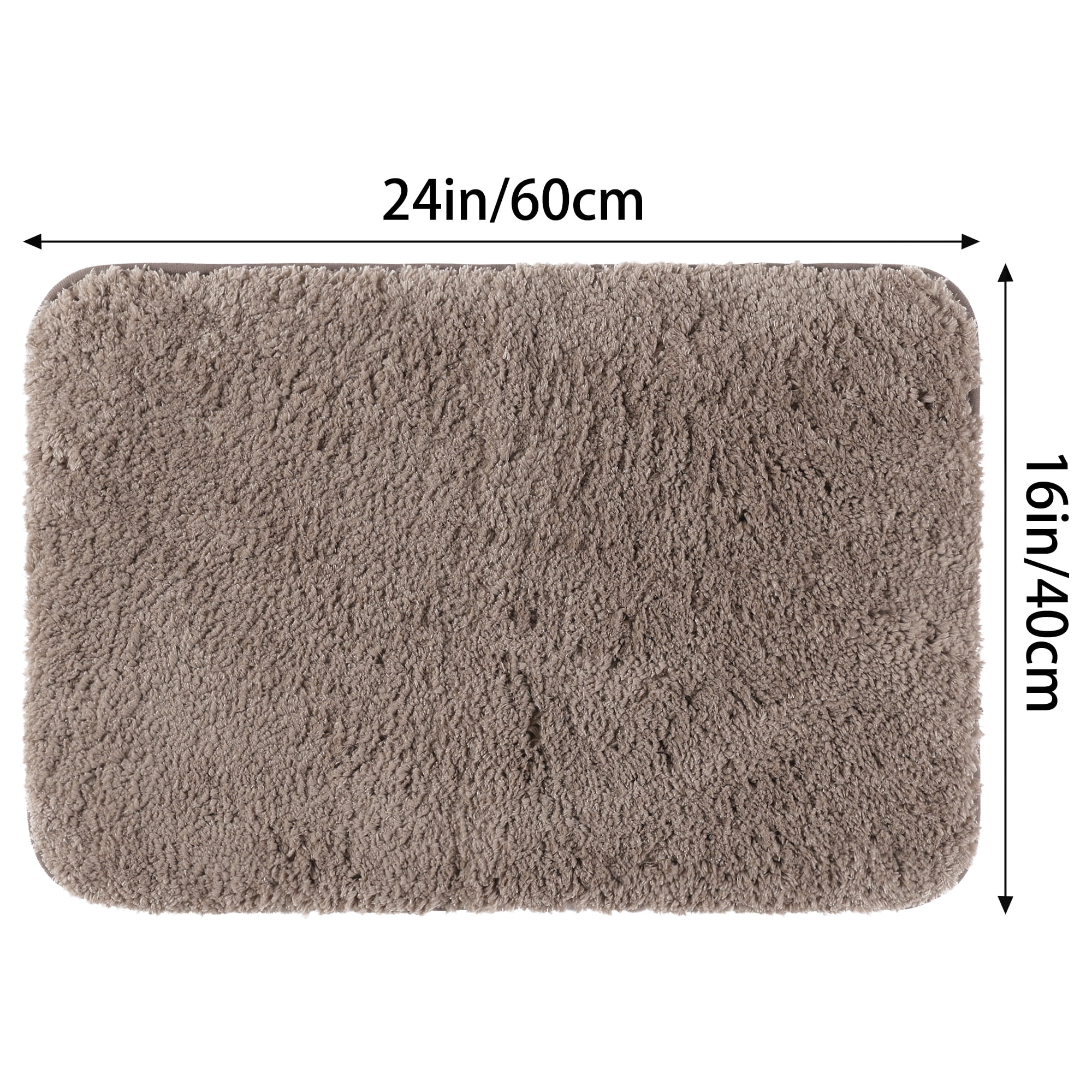Unique Bargains Luxury Bath Mat Rug Solid Plush Shaggy Bath Carpet for Bathroom Floor Brown 16"x24"