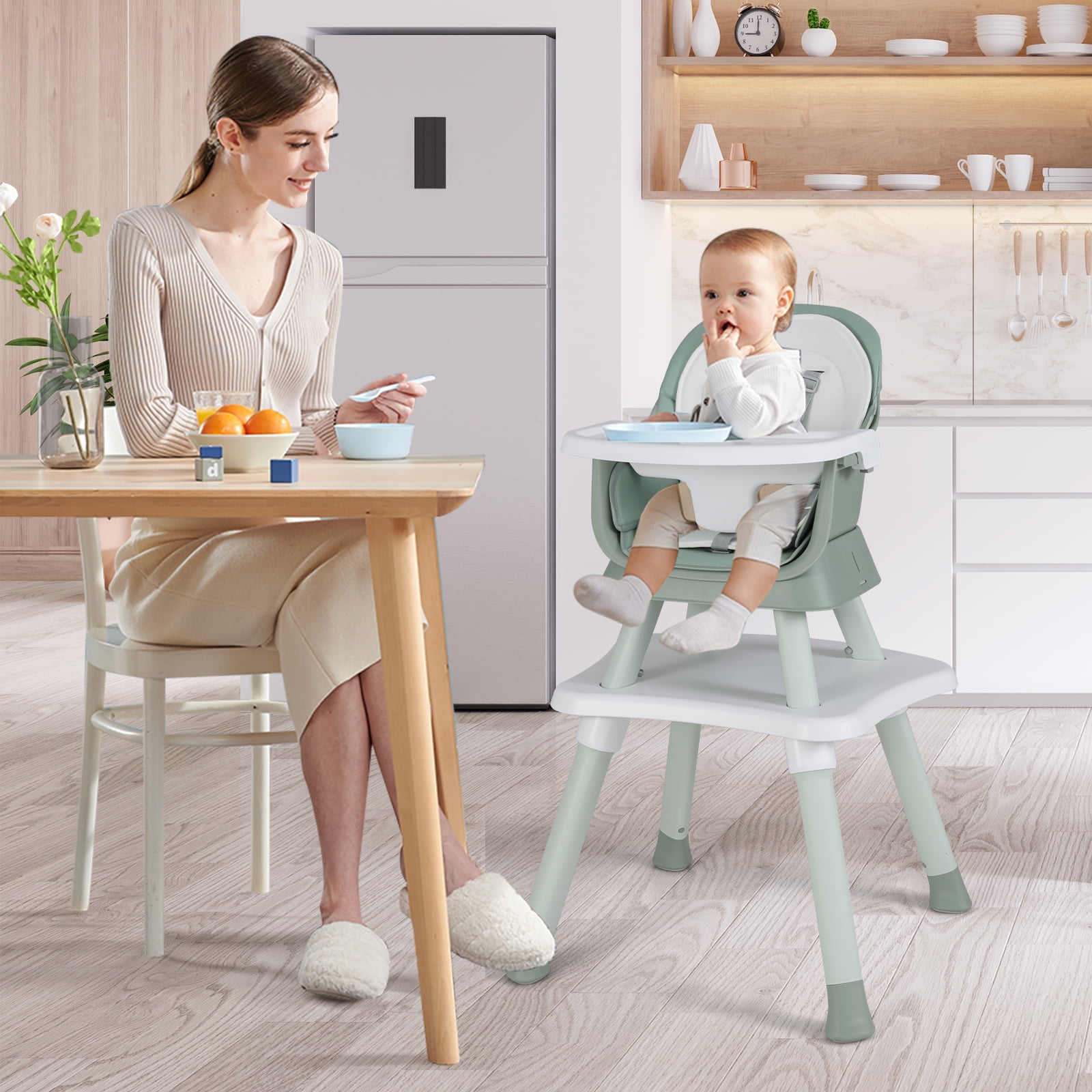 Infans 8-in-1 Baby High Chair w/ Double-layer Cushions Multifunctional Toddler Black