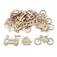 thumbnail image 2 of 50 Pieces Natural Blank Wood Bike Ship Car Train Plane Wooden Shapes Plaque Embellishment Tags for Kids Handmade DIY Craft 60x30mm, 2 of 7