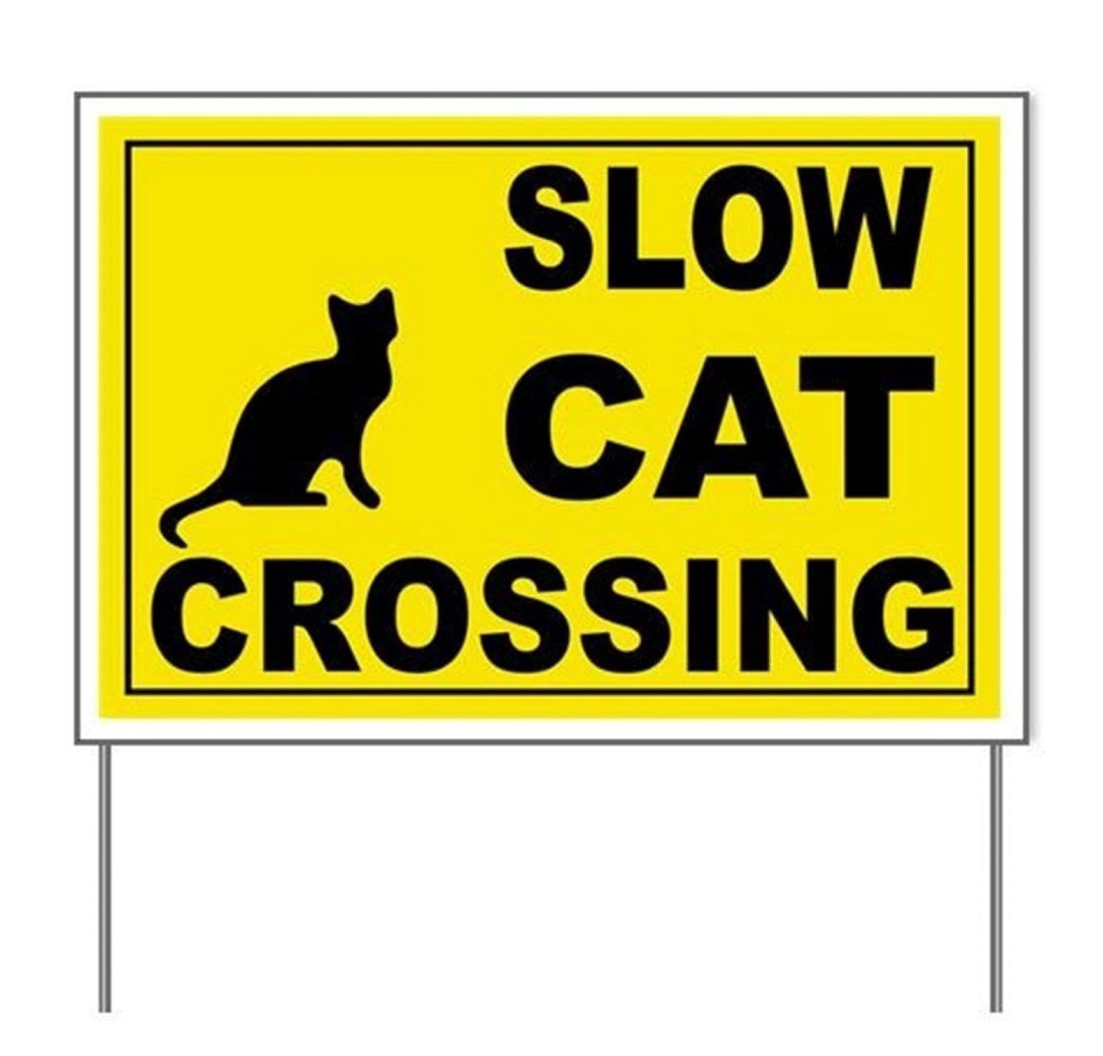 E&M Designs Slow CAT Crossing Yard SignYard Sign, Vinyl Lawn Sign, Political Election Sign