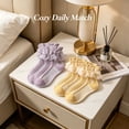 thumbnail image 3 of TELOLY 3Pairs Kids Socks,4-6 Years Old Ruffle Socks,Lace Trim Lace Socks,Combination2, 3 of 6