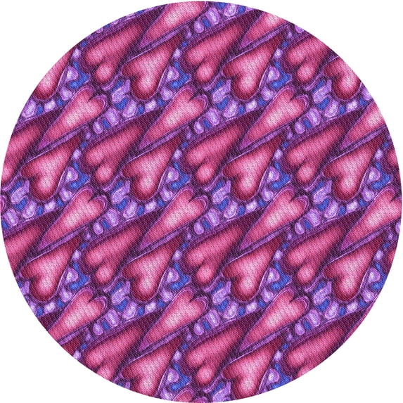 Ahgly Company Indoor Round Patterned Medium Violet Red Pink Area Rugs, 8' Round