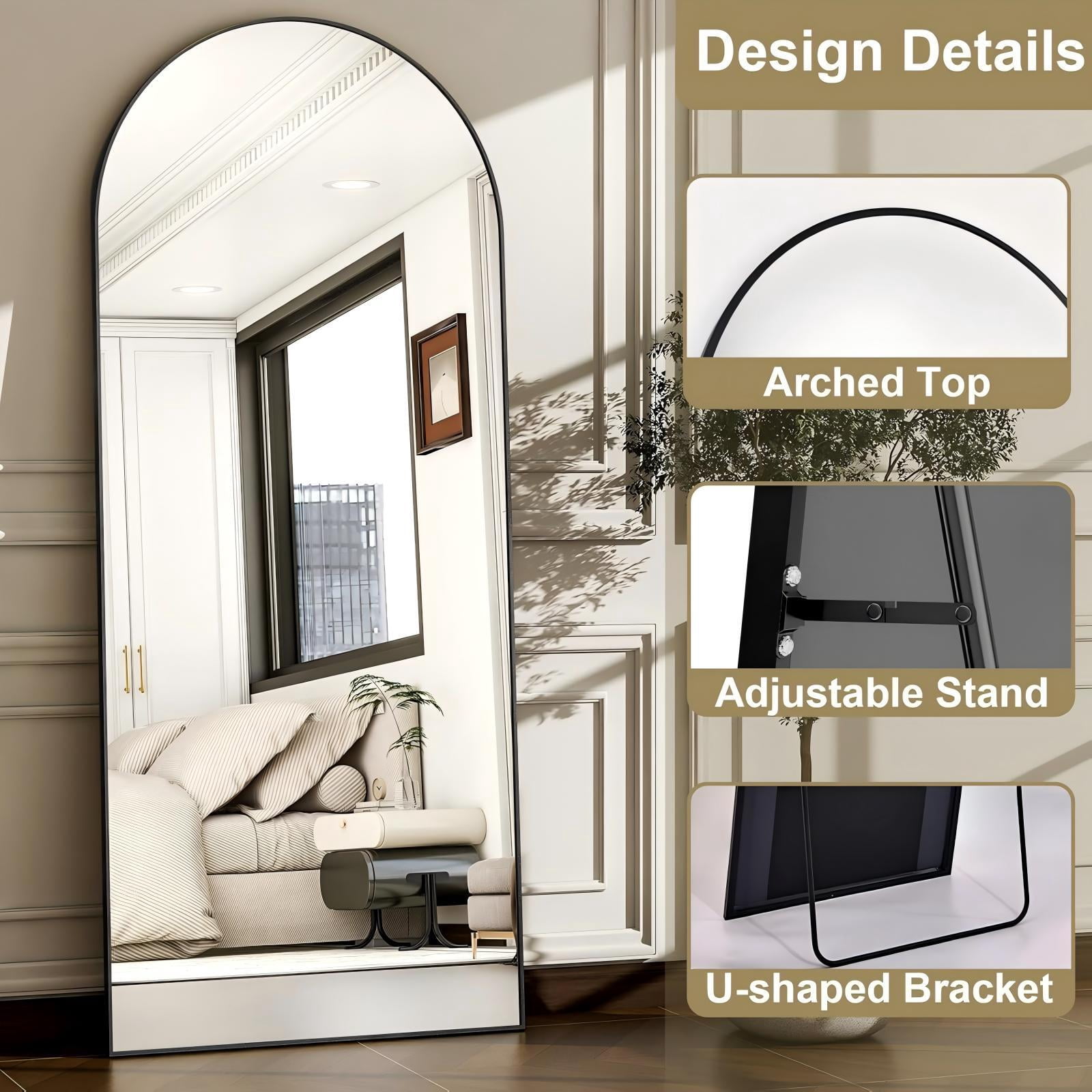 Mirrasia 21"x64" Arched Full Length Mirror Full Body Mirror,Black