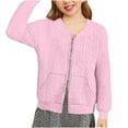 thumbnail image 2 of Girls Zip up Sweatshirt Cable Knit Cardigan Long Sleeve Open Front Crewneck Warm Jackets with Pockets Outwear Coats 5Y, 2 of 7