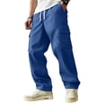 thumbnail image 2 of ADSSDQ Mens Casual Baggy Cargo Pants Stretch Sweatpants Loose Fit Drawstring Hiking Workout Joggers with Multi Pockets Blue 2XL, 2 of 8