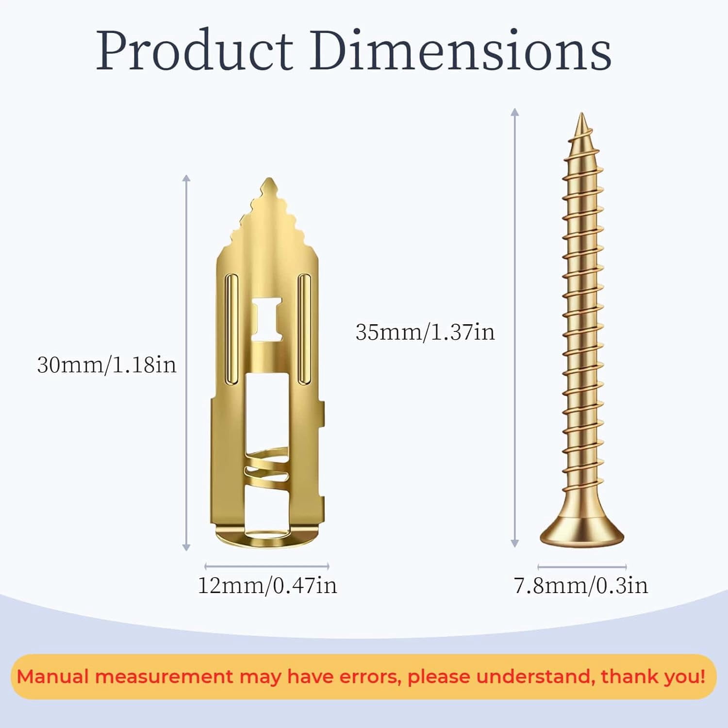 Self Drilling Drywall Anchors with Screws Kit 400Pcs-200 Sheetrock Anchors 200 Zinc Expansion Screws New Upgraded Zinc Plated Steel No Drill or Holes in Wall,for Wall Hanging,Cabinets