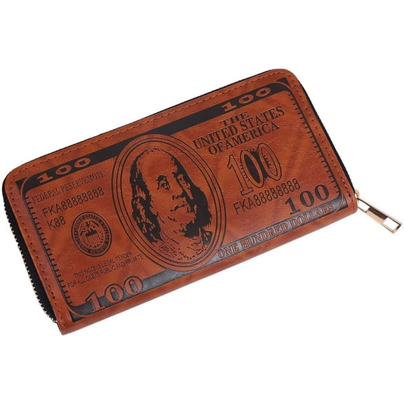 Creative Dollar Pattern Purses Classic Zipper Wallet Unisex Long Purses Fashion PU Leather Credit Card Photo Coin Purse