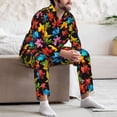 thumbnail image 7 of Balery Rainbow Colorful Maple Leaves Pattern Pajama Sets for Men Long Sleeve 2 Piece Sleepwear Loungewear Sets Soft PJ's with Pockets Long Sleeve Comfy Pj Sets-Medium, 7 of 7