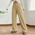 thumbnail image 2 of Women's Fashion Plush Casual Pants Solid Color Loose Comfortable Plush Warm Trousers for Soft and Cozy Everyday Wear,Khaki,2XL, 2 of 8