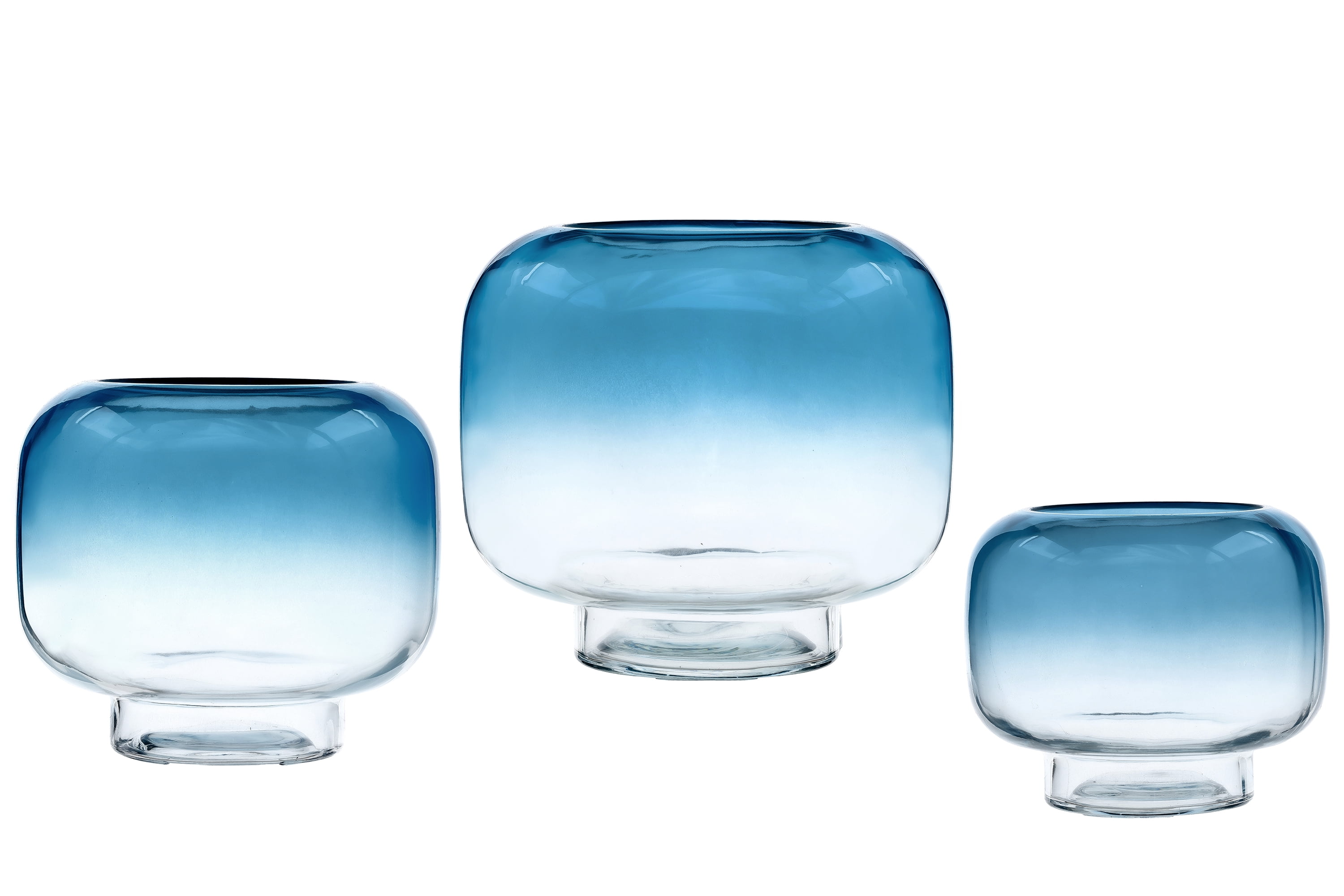 Mainstays 6.5" Blue Ombre Glass Hurricane Home Pillar Candle Holder Medium