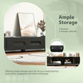 thumbnail image 4 of Modern TV Stand for TVs up to 80 Inches, Entertainment Center with Glass Doors and Drawers, Storage Cabinet with Solid Wood Legs for Living Room, Black, 4 of 13
