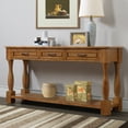 thumbnail image 3 of 63inch Long Wood Console Table with 3 Drawers and 1 Bottom Shelf for Entryway Hallway Easy Assembly Extra-thick Sofa Table (Brown), 3 of 14