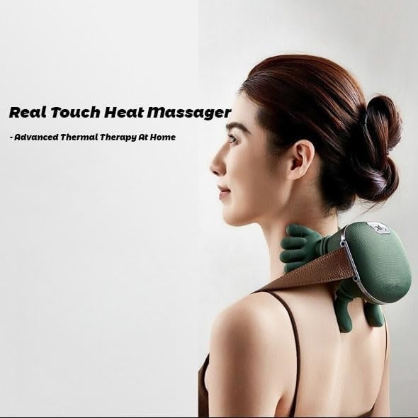 Real Touch Heat Massage, 2026 New Professional Neck and Shoulder Massager, Adjustable Straps for Drop Protection, Applicable to Back, Arms, Legs