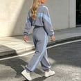 thumbnail image 7 of Smupbvky Tracksuits for Women Set 2 Piece Collared Color Block Zip Jacket Long Sleeve Jogger Pants Casual Fall Outfits (L, Gray), 7 of 7