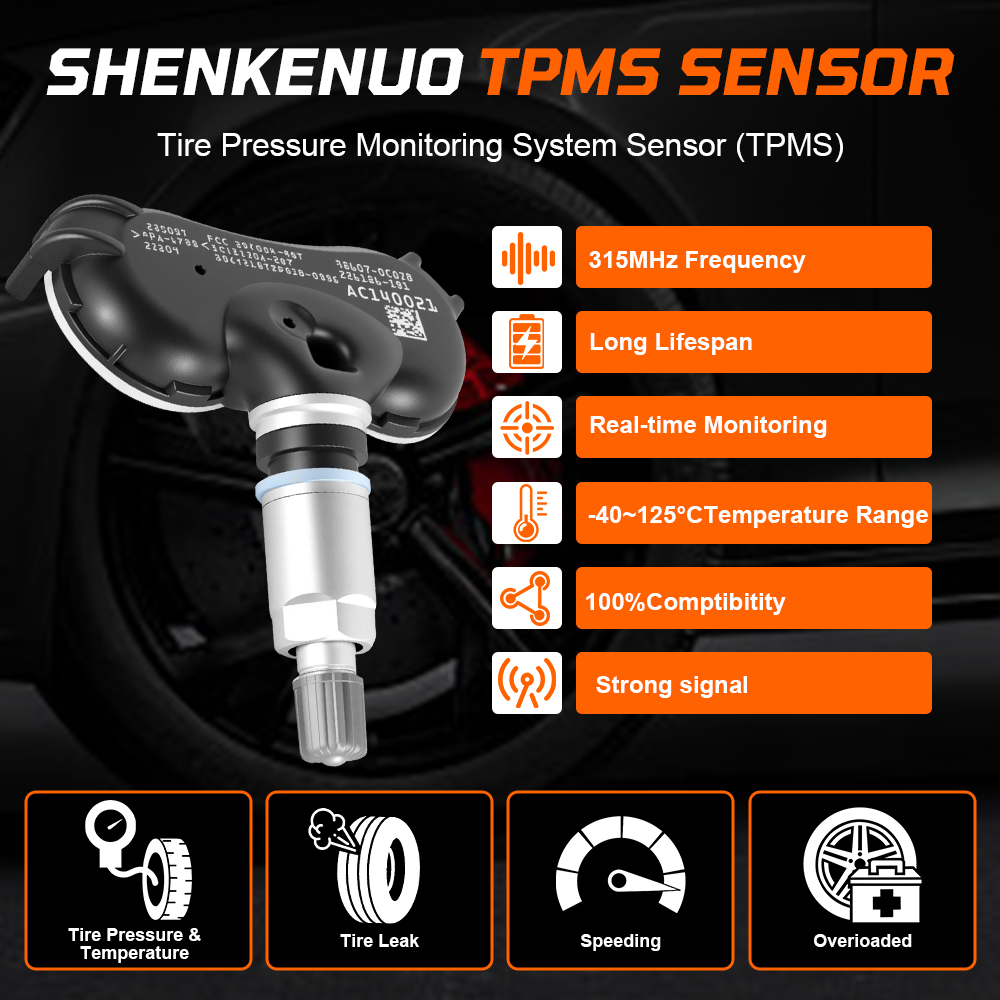 Quayub TPMS Sensor For  Toyota 2007-2018 Sequoia 2007-2017 Tundra 2006-2019 Sienna Tire Pressure Monitoring Sensor 315MHz Replaces# 42607-0C070, 42607-08010 4PCS