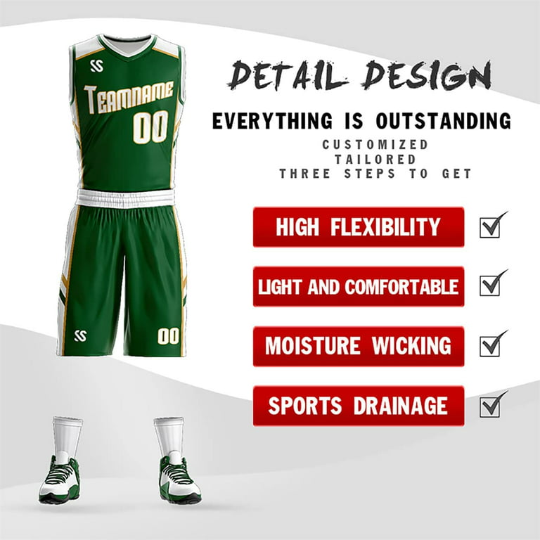 Factory Jersey Maker Mesh Basketball Shorts Jerseys Sets Green