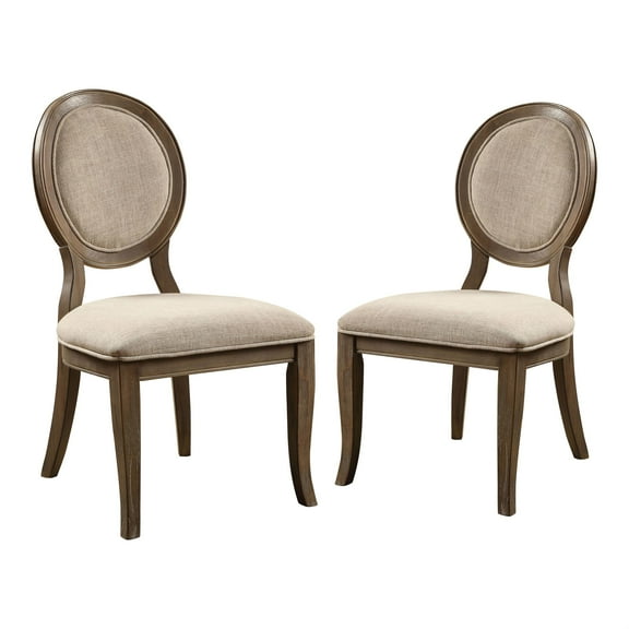 Furniture of America Chlido Fabric Padded Side Chair in Rustic Oak (Set of 2)